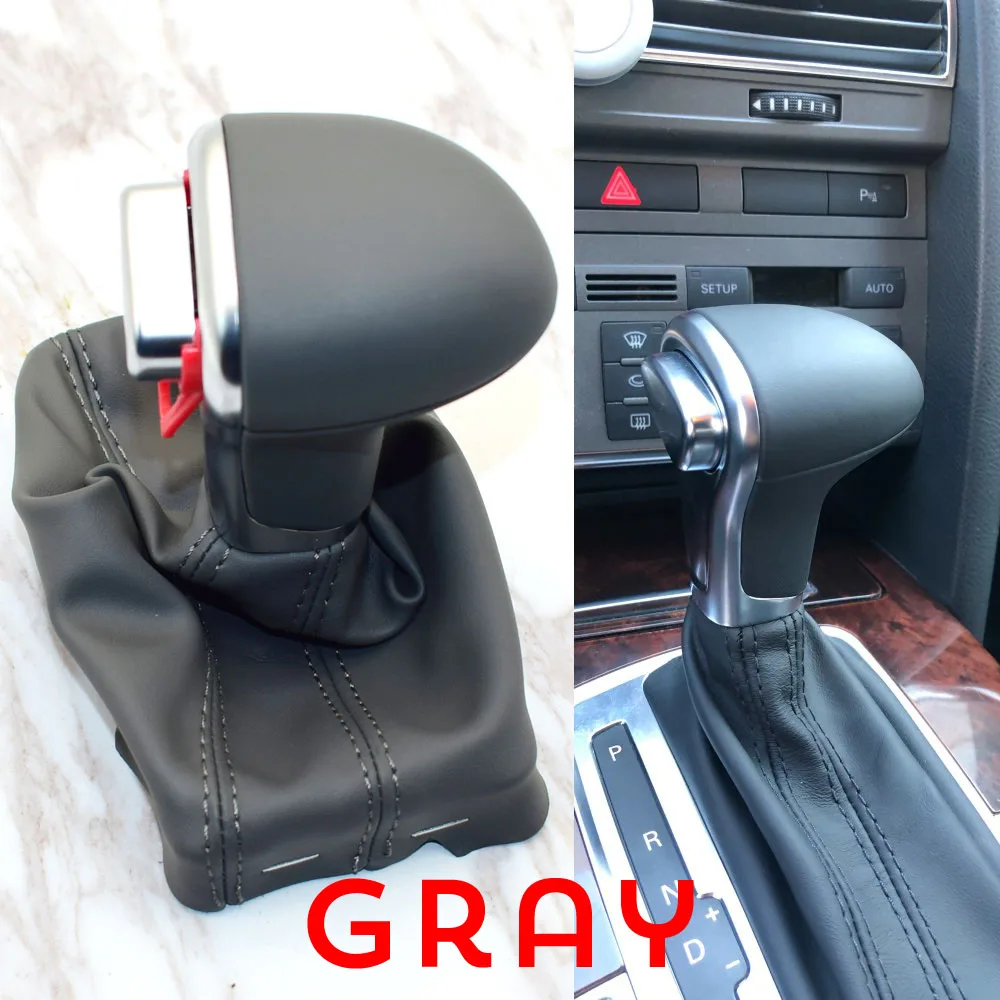 Автомобильный кожаный хромированный рукоятка для рычага переключения передач ручки для AUDI A6 A7 A3 A4 A5 A6 c6 Q7 Q5 2009 2010 2011 2012 4G1 713 139 R - Название цвета: gray