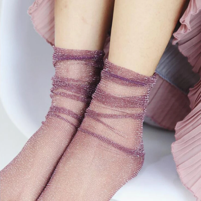 Модные фатиновые носки женские прозрачные длинные носки тонкие носки уличная одежда для девочек Medis