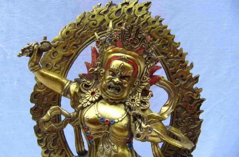 

13"Tibetan Buddhism Copper Bronze Gild Vajrapani Mahakala Buddha Statue