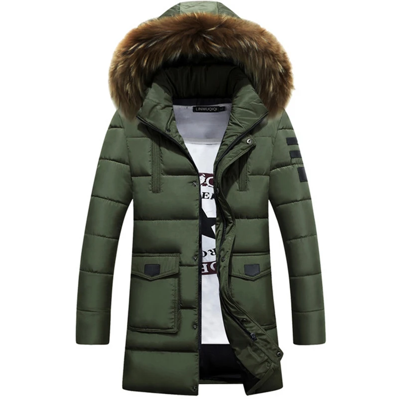 

drop shipping 2018 Parka Men winter jackets New Thick Long Winter Parkas Warm Fashion Business Jackets Coats Fur Hooded LBZ07