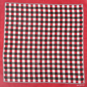 

WINFOX New 55cm *55cm Burgundy Red White Plaid Bandanas For Womens