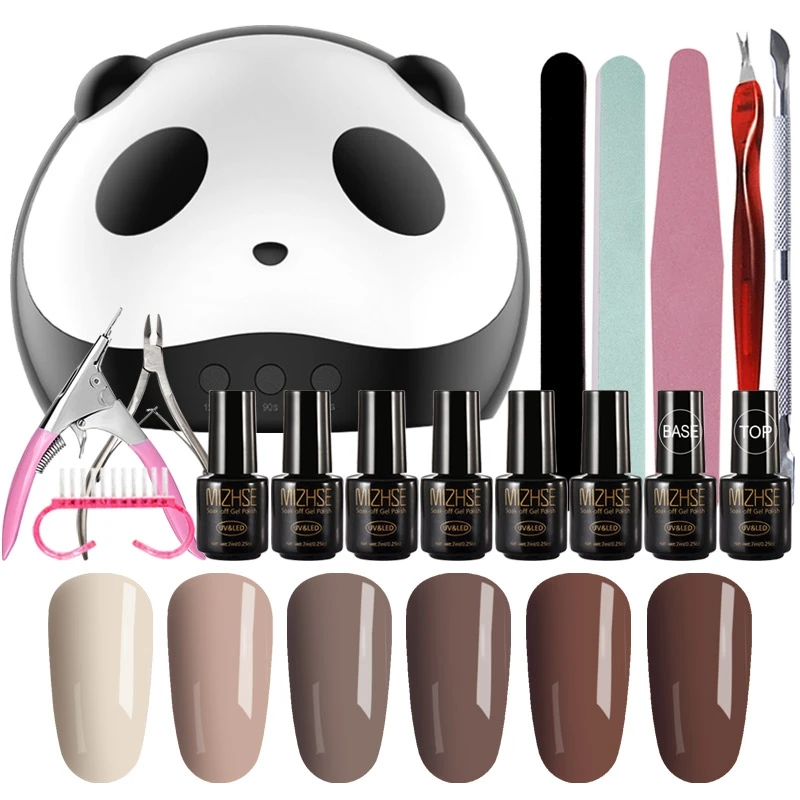 

MIZHSE UV Nail 36W Lamp Manicure Set Choose 6 Colors Gel Polish Base Top Coat Nail Kits Semi Permanent UV Gel Polish Set