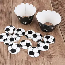 24 шт./лот Кубок мира по футболу Форма бумажные обертки для кексов и топперы для детей для вечеринки, дня рождения товары для украшения торта торт топперы