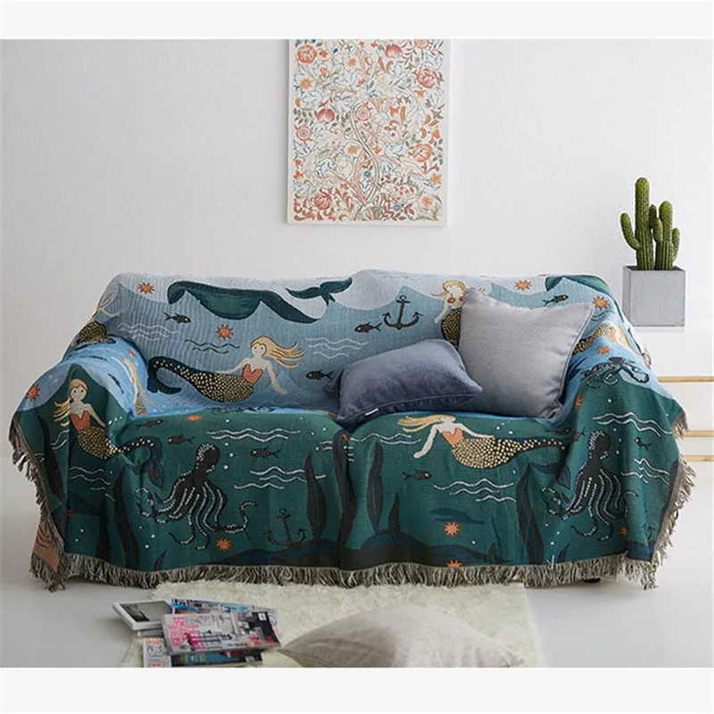 Nordic Throw Blanket Sofa Mermaid Airplane Travel Blanket For Bed Living Room Tapestry Carpet Sofa Blanket Cover Bedspread
