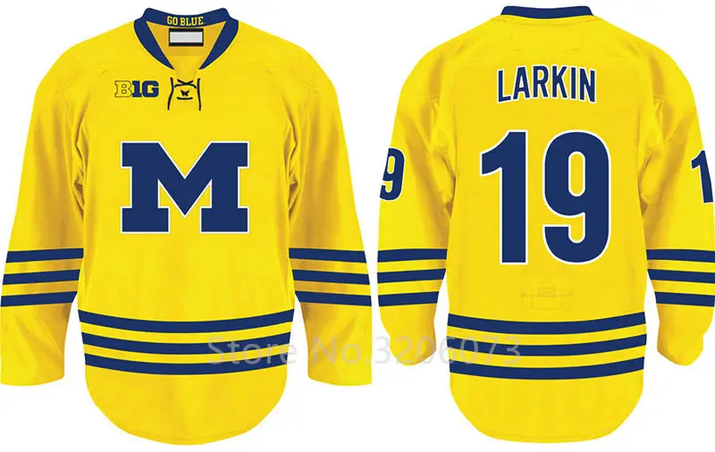 University of Michigan 19 Dylan Larkin Yellow College Hockey Jersey