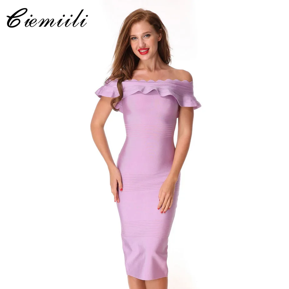 CIEMIILI 2017 New Women Ruffles Dress Stretch Evening