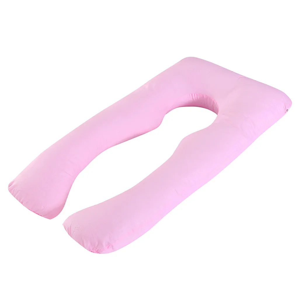 Новая мода для беременных женщин сплошной цвет U образной Подушка под спину подушки большой средства ухода за кожей будущих мам - Цвет: pink