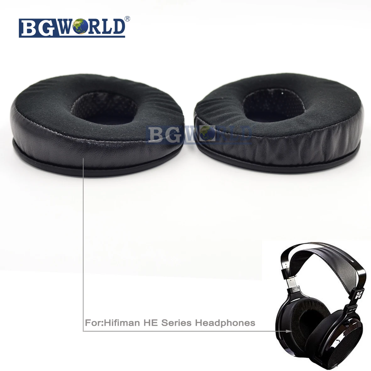 

BGWORLD Angle Genuine Leather velour cushion ear pads for Hifiman HE HE400 HE500 HE560 HE4HE6 HE5 HE5LE Series Headphones parts