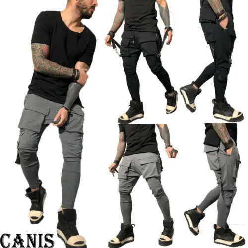 

Stylish Hot Sale Men Solid-color Lace-up Zipper-pockets Casual Pencil Pants Summer Daily Slim Fit High-waist Long Trousers M-XXL