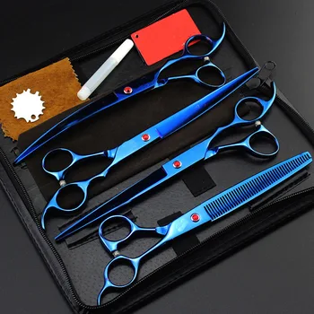 

8inch Professional Tools Kit Pet Dog Grooming Scissors Set Straight & Curved & Thinning Shears Animals Hair Cutting