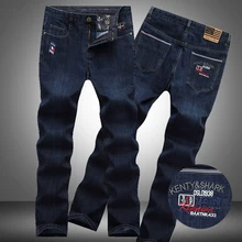 kenty shark 2017 embroidery jeans for men high quality blue color jeans men brand design denim shark biker jeans men pants TJ07