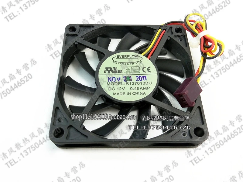 Оригинальный EVERFLOW 7010 Tt R127010BU 12V 0.45A 7 см большой воздушный объемный
