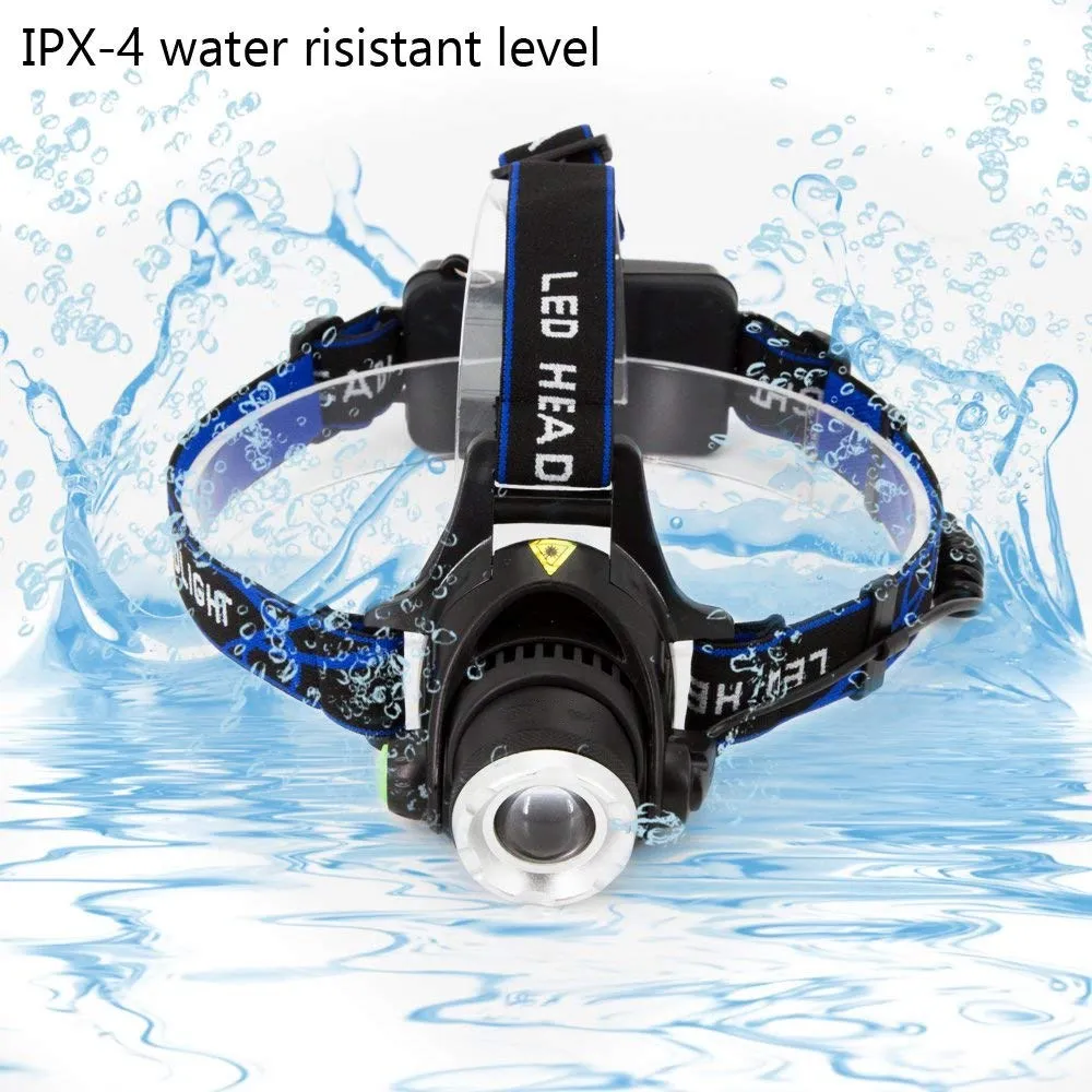 

Smart LED Headlamp T6 V6 Zoomable Rechargeable head flashlight on cap 2*18650 Outdoor Camping Fishing Waterproof torch Head lamp