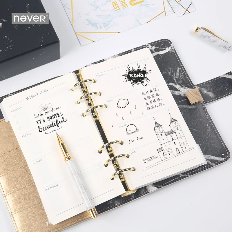 Never Marble Series PU Leather Cover Binder Notebook Diary Agenda A6 Planner Organizer Office & School Supplies Gift Stationery Never Marble Series PU Leather Cover Binder Notebook Diary Agenda A6 Planner Organizer Office & School Supplies Gift Stationery