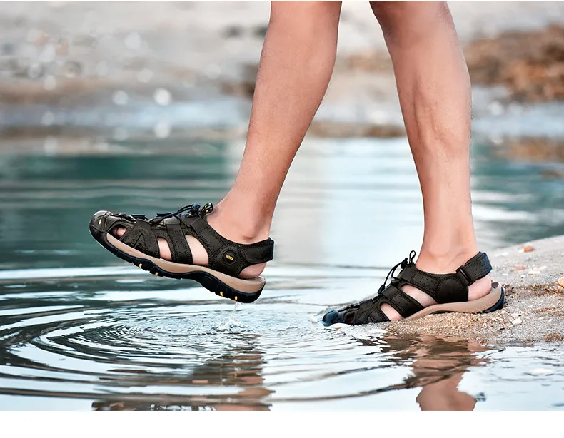 Летние мужские римские сандалии из натуральной кожи; сетчатые Мягкие Летние повседневные туфли в рыбацком стиле; мужские