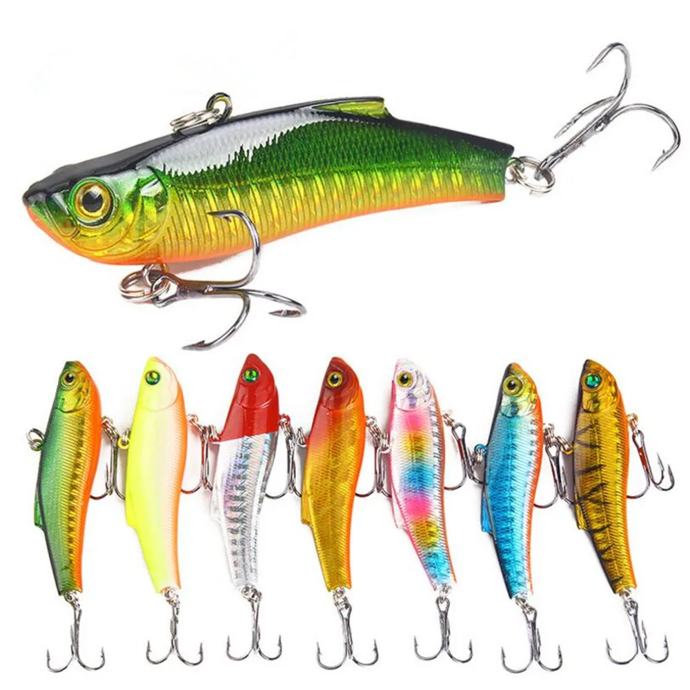 

New 1 Pcs 7cm 18g 7 Colors Winter Sea Hard Fishing Lure VIB Bait With Lead Inside Diving Swivel Jig Wing Wobbler Crank Bait