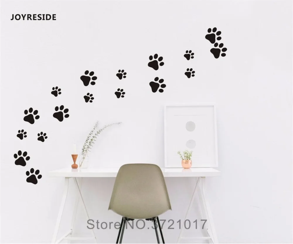 JOYRESIDE 49 قطعة/مجموعة الكلب الكفوف صور مطبوعة للحوائط الفينيل Pawprints ملصقا الحيوان البصمة جدار الفن الديكور للأطفال غرفة YMX21