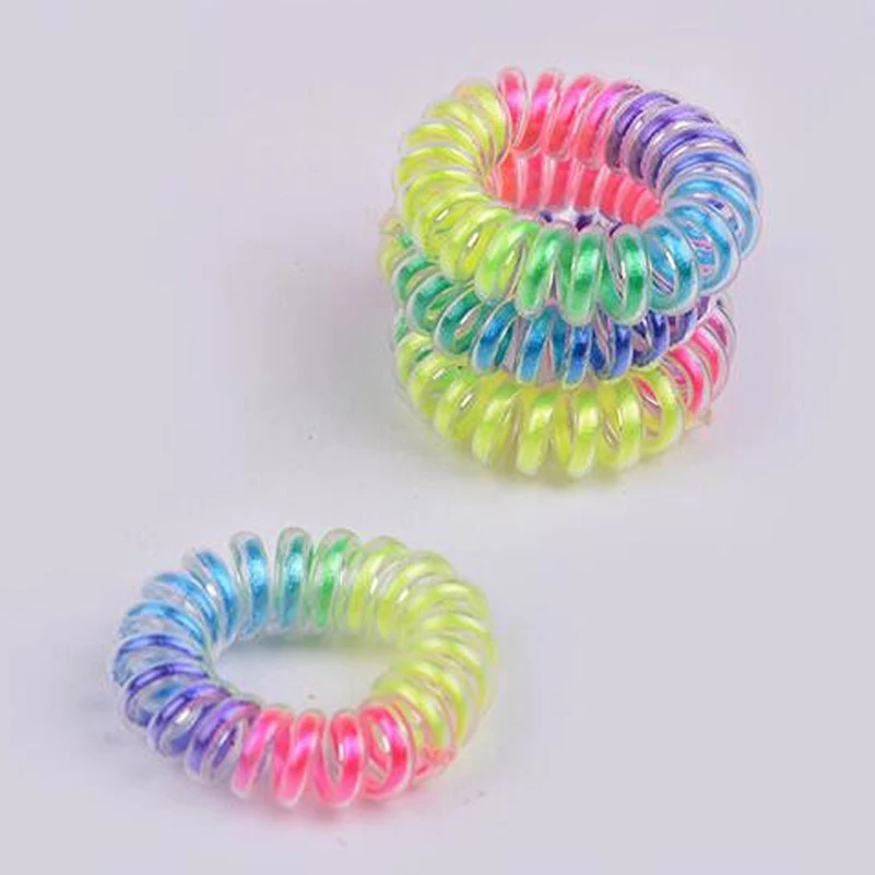 

Lots 100 Pcs 3.5cm Colorful Hair Scrunchy Korean Telephone Wire Style High Elastic Rope Hair Band Accessory