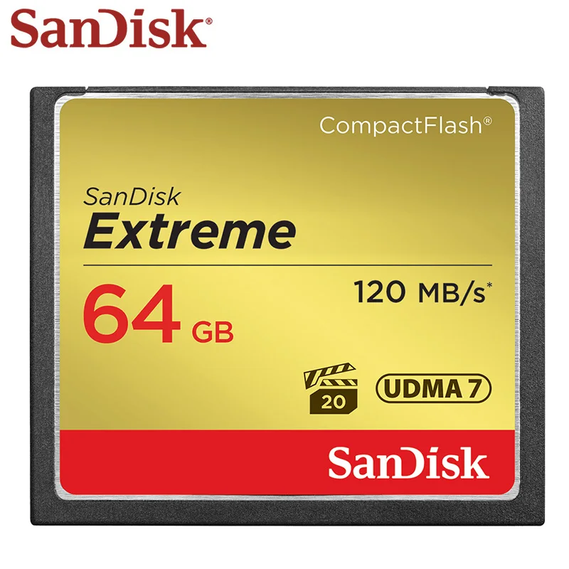 Карта памяти SanDisk Extreme CompactFlash 64 Гб максимальная скорость чтения 120 м/с 4K для камеры карта памяти CF