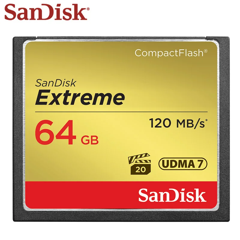 Дешевый Карты памяти SanDisk Extreme CompactFlash 64 ГБ Макс читать Скорость 120 м с 4 К для Камера карты памяти CF карта