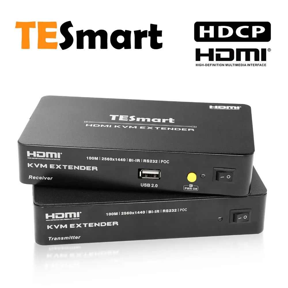 TESmart 328 футов удлинитель KVM HDMI по одной Cat5e/cat6 кабель 4K @ 30 Гц 1080 P с ИК-пульта дистанционного Поддержка дополнительный USB 2,0 RS232 PoC