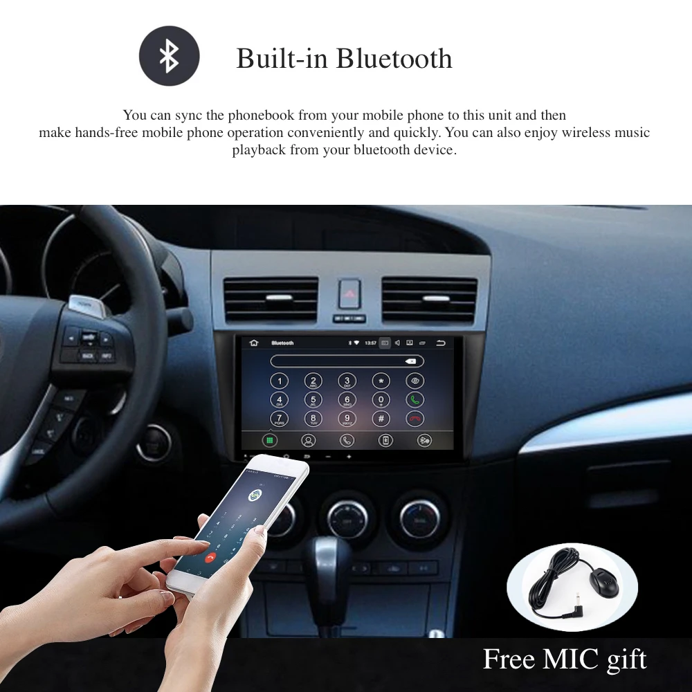 Sale 9" Android 8.0/7.1 1 din Car Radio for Mazda 3 2010 2011 2012 Multimedia Built-in Wifi Bluetooth GPS Mirrorlink Headunit 5