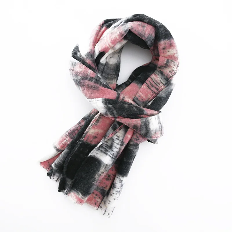Новые зимние шарфы, женский шарф из пашмины, кашемировые пончо, роскошный бренд, мягкий плотный теплый шарф, Дамская мода, элегантная шаль, одеяло - Цвет: FH095