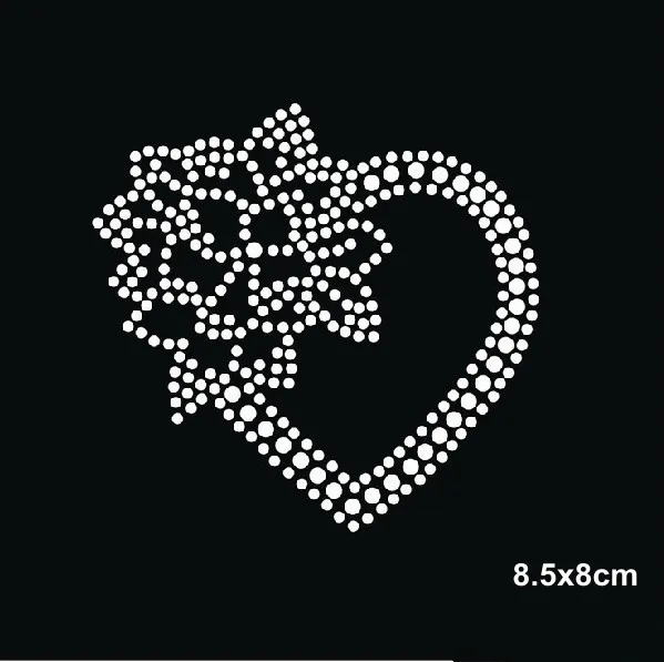 

4pc/lot Heart flower Rhinestones iron on crystal transfers design hot fix rhinestone transfer motifs applique patches