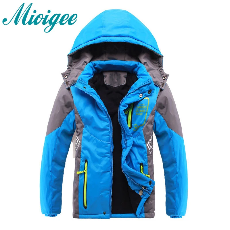 

Mioigee 2017 jacket for boy Warm Coat Sport Kids Clothes Double-deck Waterproof Windproof Thicken Boys Jackets Autumn and Winter