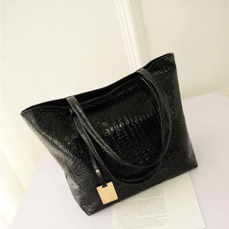 wristlet beads Brand Fashion Casual Women Shoulder Bags Silver Gold Black Crocodile Handbag PU Leather Female Big Tote Bag Ladies Hand Bags Sac small crossbody bag	 Totes