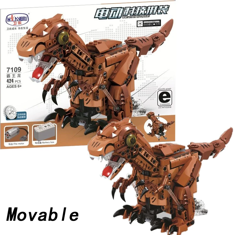 

Movable legoingly Dinosaur Technic Animal With Motor Battery Box 424pcs Building Blocks Bricks Enlighten Toys for Children Gift