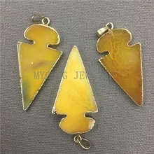 MY0317 Yellow Arrow Shape Dragon Lace Onyx Pendant Charm,Arrow Stone Necklace Pendant,Pure Gold Color Edge Bail Jewelry Making pure 24k yellow gold pendant 3d craved hollow heart bracelet pendant 1g
