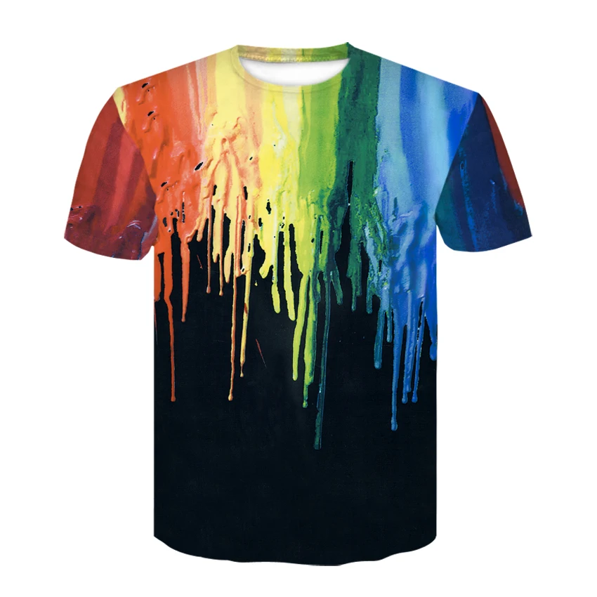 

Summer men and women with a couple of casual short sleeve T-shirt color painting, personality inkjet color T-shirt