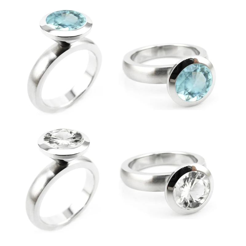 DIY 12 Colors Round Birthstones Zircon Stones 316 Stainless Steel Rings Wedding for Women wedding rings finger rings womens ring jewelry rings ring jewelry round rings