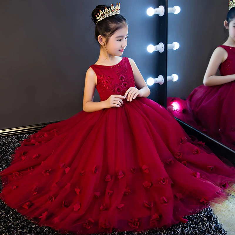 High Quality 2017 Sweet Princess Lace Embroidery Prom Party Kids Dress For Girls Elegant Long Flower Girls Dress For Wedding P65 High Quality 2017 Sweet Princess Lace Embroidery Prom Party Kids Dress For Girls Elegant Long Flower Girls Dress For Wedding P65