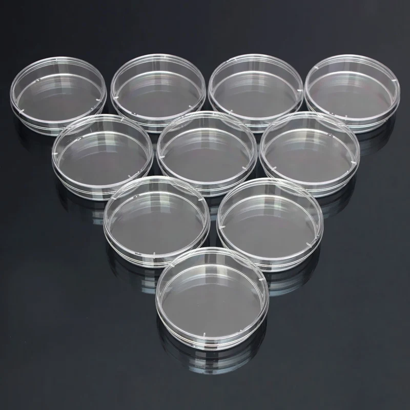 10 шт полистирол стерильные чашки Петри культура бактерий блюдо для Лабораторных Медицинских биологических исследований лабораторные принадлежности 55x15mm