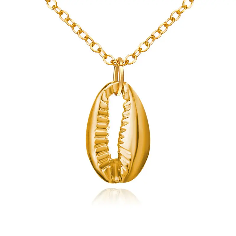 

2019 New Fashion Gold Color Metal Cowrie Shell Necklace for Women Conch Chain Pendant Necklace Summer Jewelry Starfish Collar