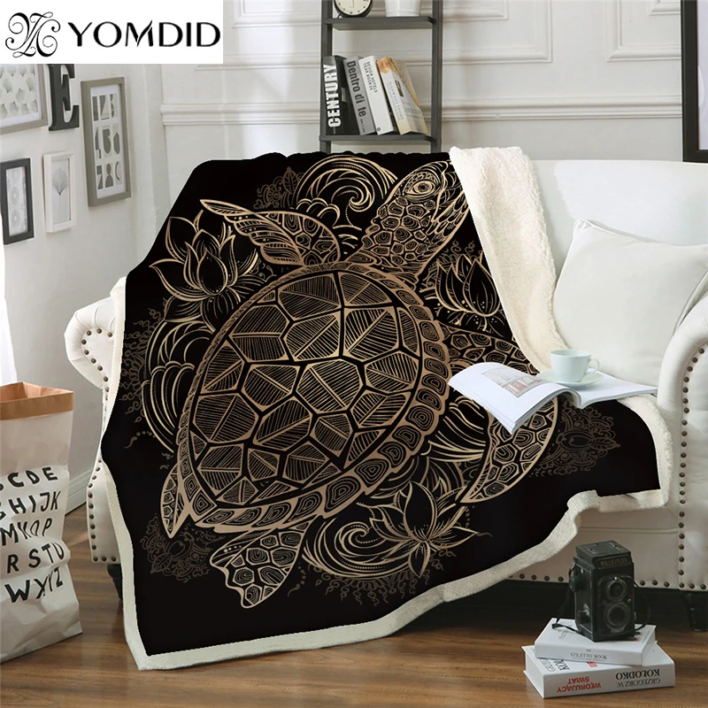 

Money Turtle Print Blanket Thickened double-layer Blankets Animal Pattern Thick Tapestry Coral Velvet Fabric Quilt Cover Blanket
