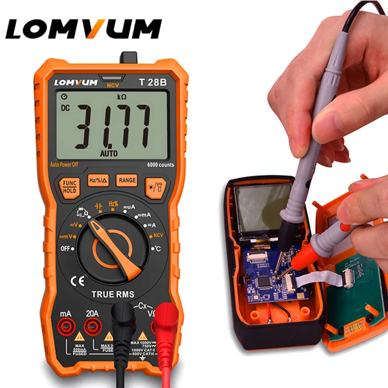 LOMVUM Digital Multimeter Test probes Handheld Multimeter Temperature