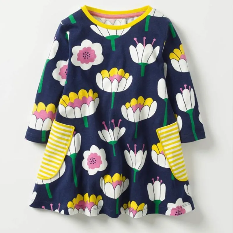 

Girls Dress Penguins Long-Sleeve Dresses 2018 Autumn Appliques Princess Dress Brand Kids Baby Girls Clothes Hot YF41