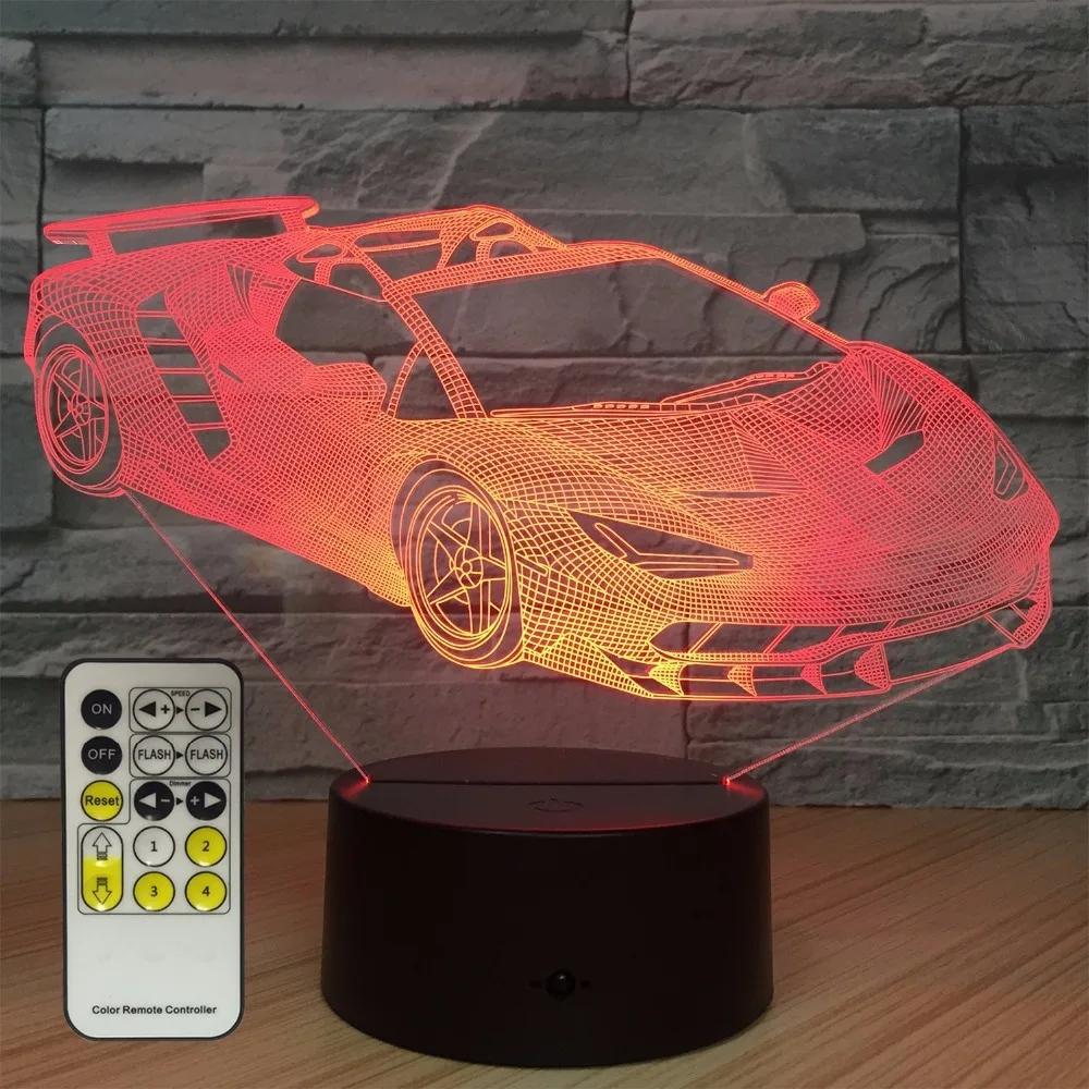  2018 Car Beside Lamp 7 Colors Change with Remote Kids Night Light Optical Illusion Lamps for Kids L - 32871094996