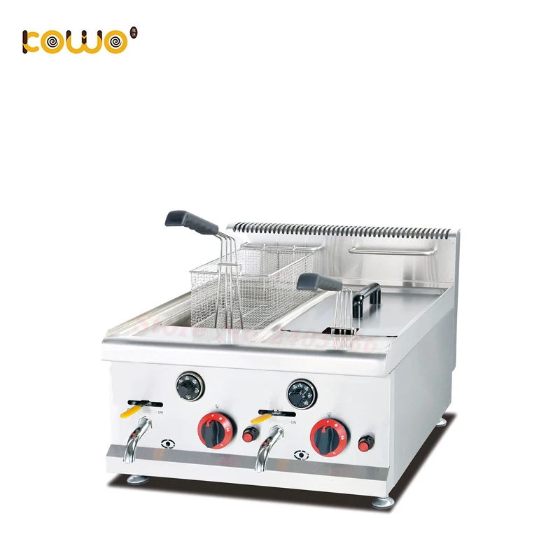 

Stainless Steel Commercial Gas Chicken Potato Chips 28L deep Fryer for Cooking Machine(2 tank 2 basket)