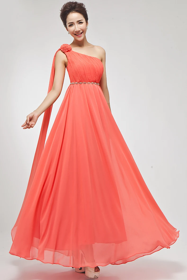 Customize Size Long One Shoulder Red Hot Pink Sky Dark Blue Yellow