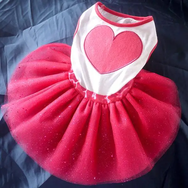 

Dog Shining Heart Print Lace Tutu Dress Pet Clothes Puppy Dog Apparel Dress For DogWX