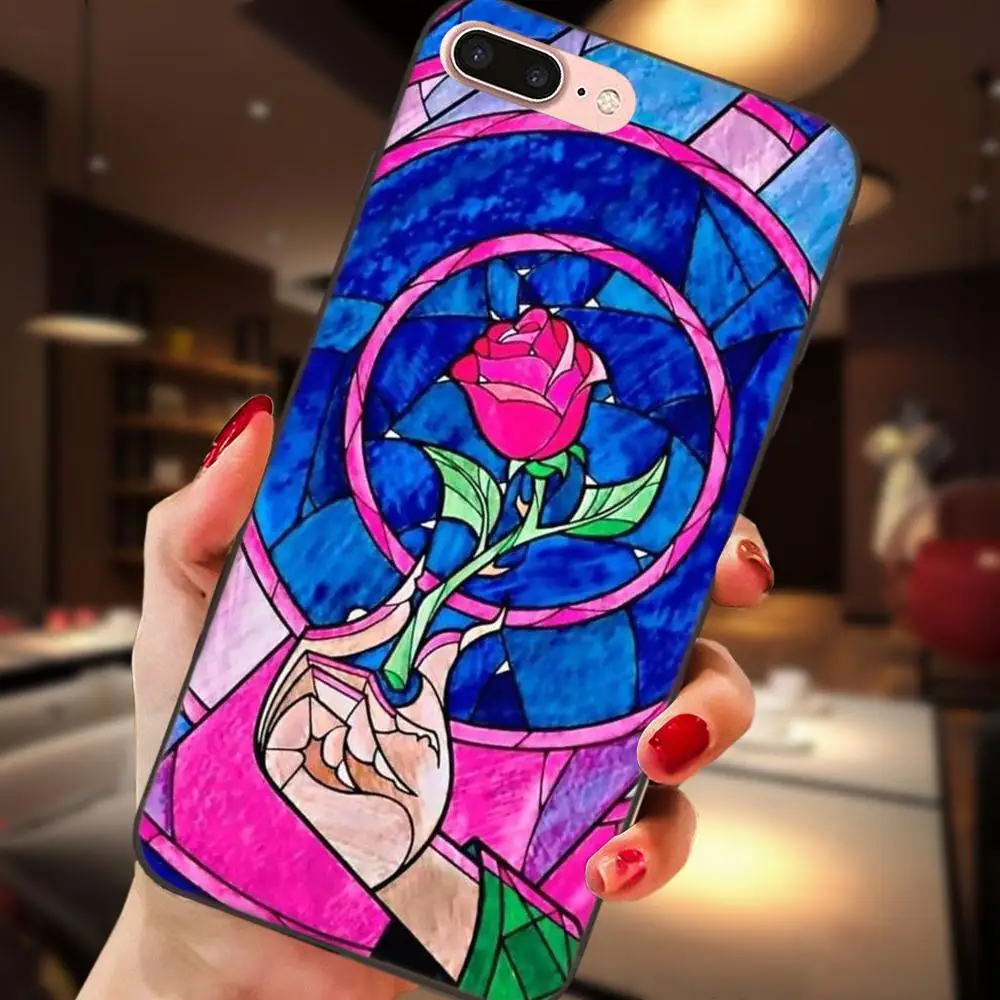 Красавица и Чудовище принцессы с рисунком розы для девочек тонкая huawei Y3 Y5 II Y6 Y7 Y9
