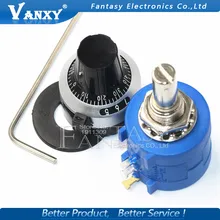 3590S-2 3590S Series Precision Multiturn Potentiometer 10 Ring Adjustable Resistor+1PCS Turns Counting Dial Rotary 6.35mm Knob