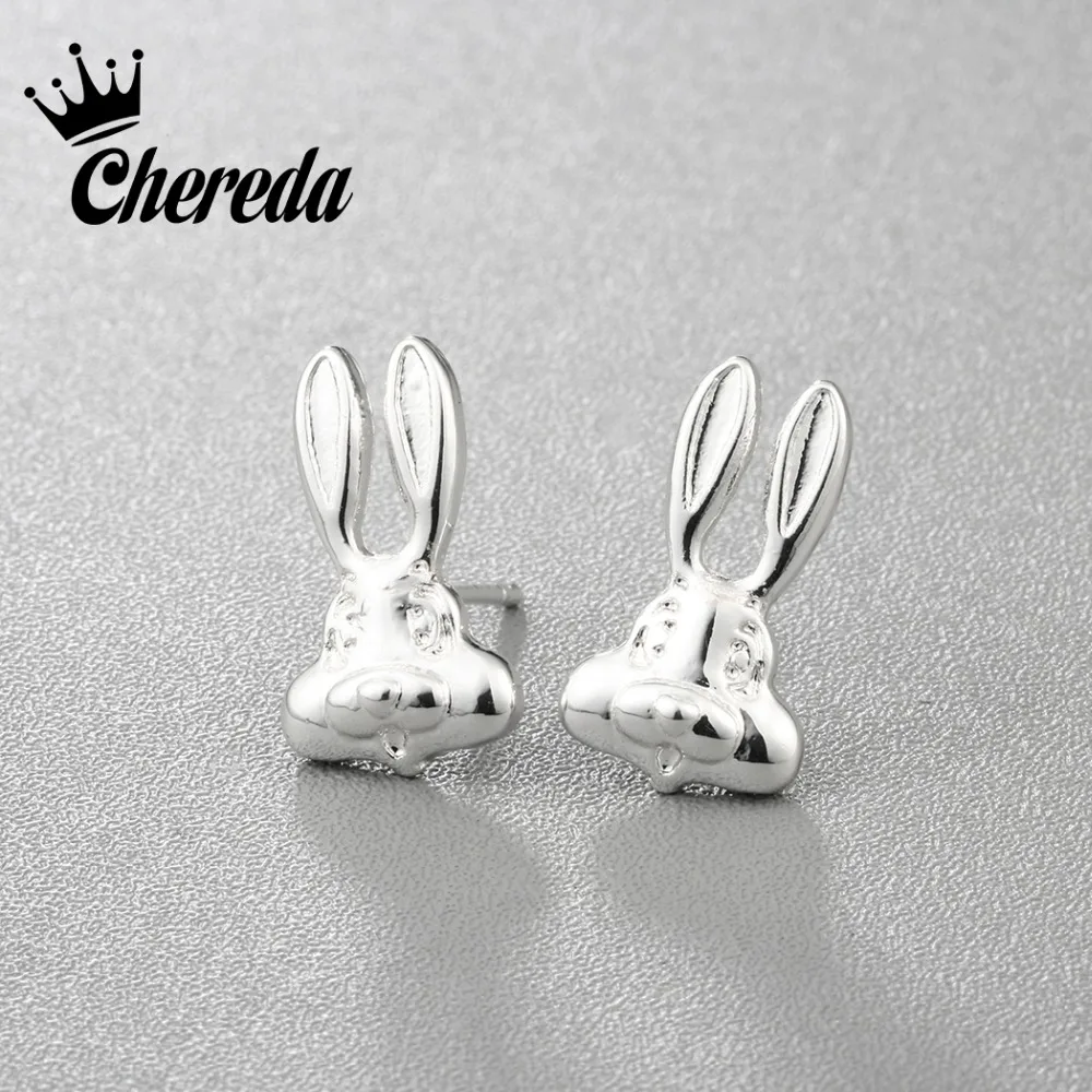 

Chereda Cute Animal Stud Earrings Bunny Fashion Women Jewelry Silver Gold Color Rabbit Romantic Earing For Lady Girl Accessories