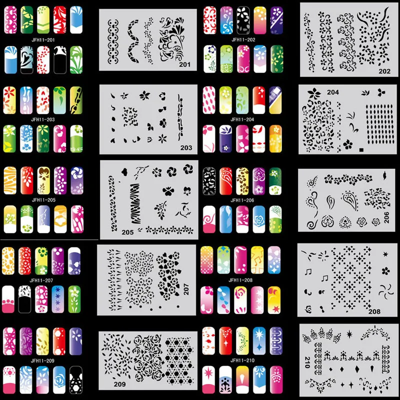 OPHIR 320 PCS/lot 3200 Designs Nail Paint Stencils/Template Sheets