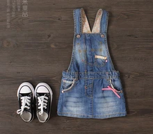 Nouvelle Arrivée Bébé Filles De Mode Denim Jarretelles Robe Filles Denim Mini Robe Enfants Bowknot Coton Robes