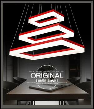 

factory direct sales Acrylic Rectangular LED lamps pendant light 3 Ring modern red green LED Simple 110-220V 40/60/80cm